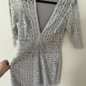 Gray lace dress with cutouts